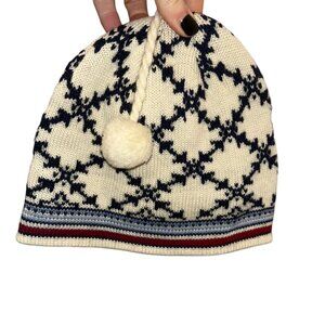 igloos fabulously rich FAIR ISLE black cream sweater knit winter pom pom hat